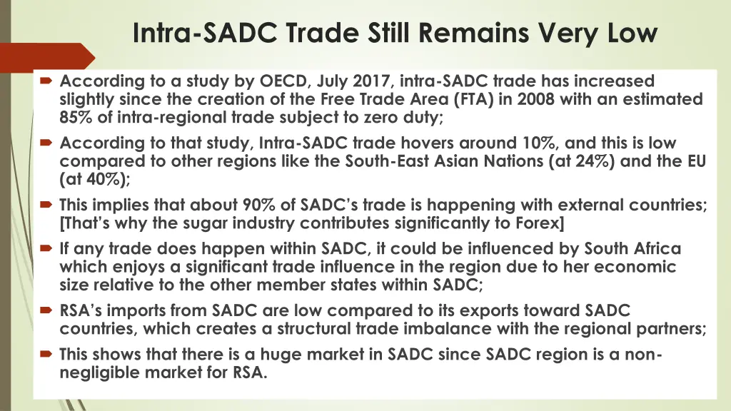 intra sadc trade still remains very low