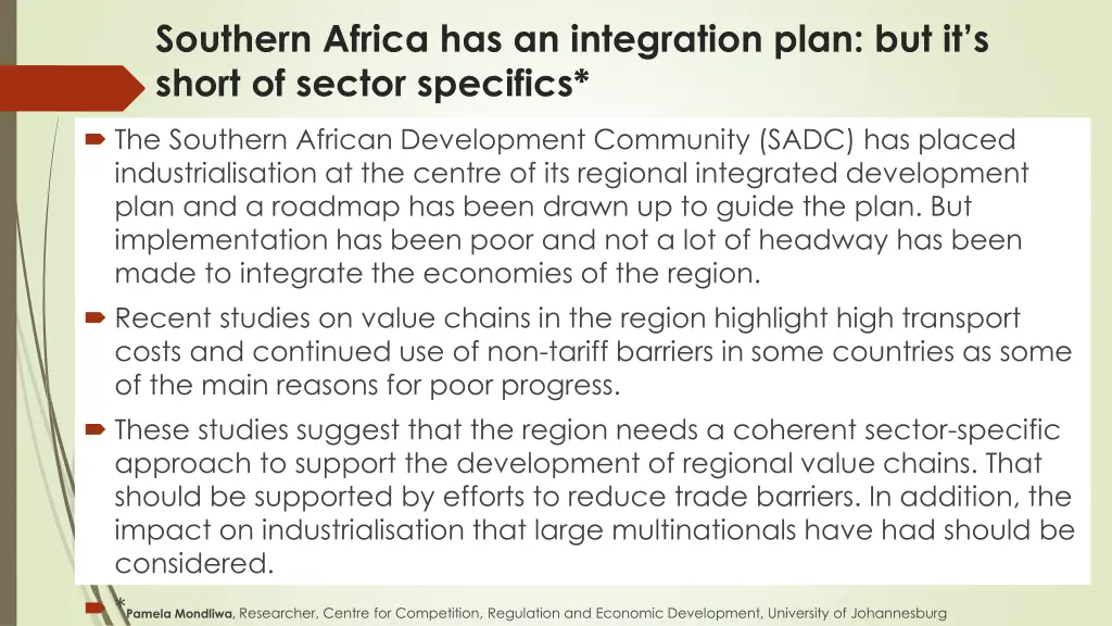 southern africa has an integration plan