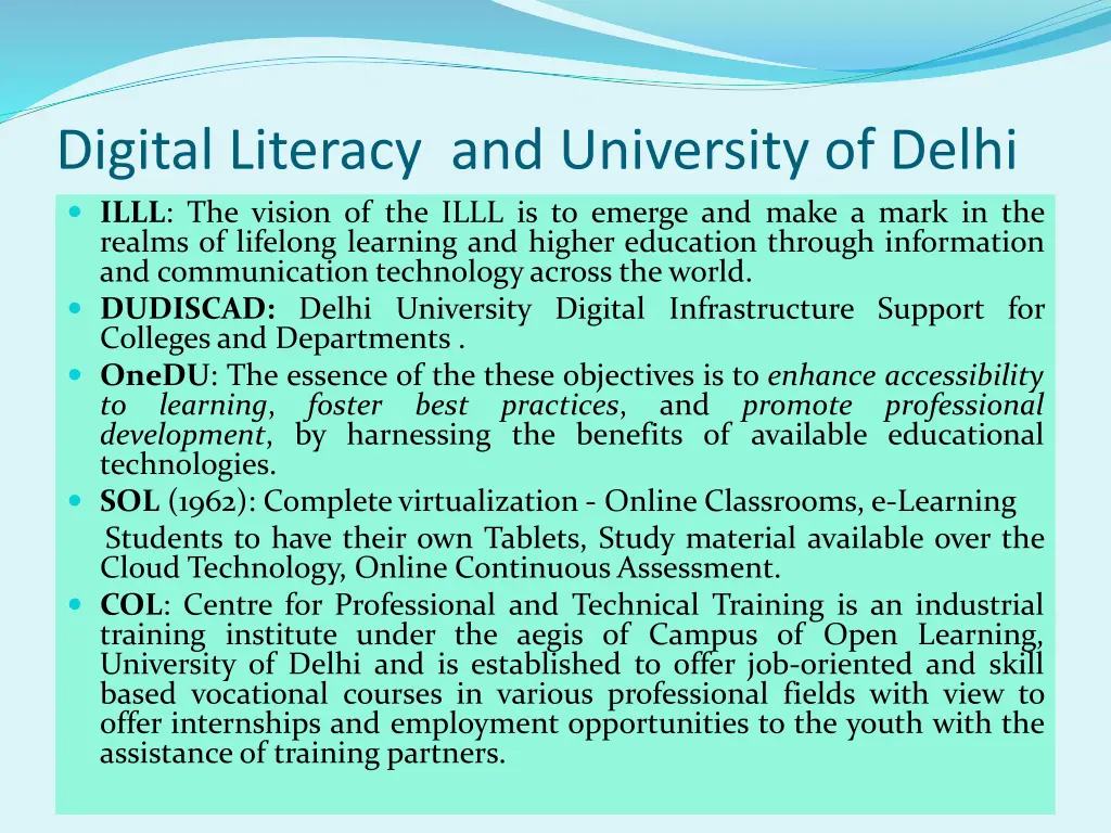 digital literacy and university of delhi illl