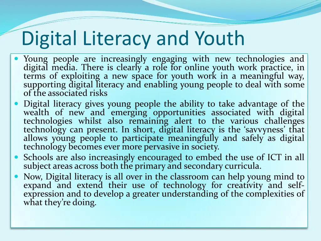 digital literacy and youth young people