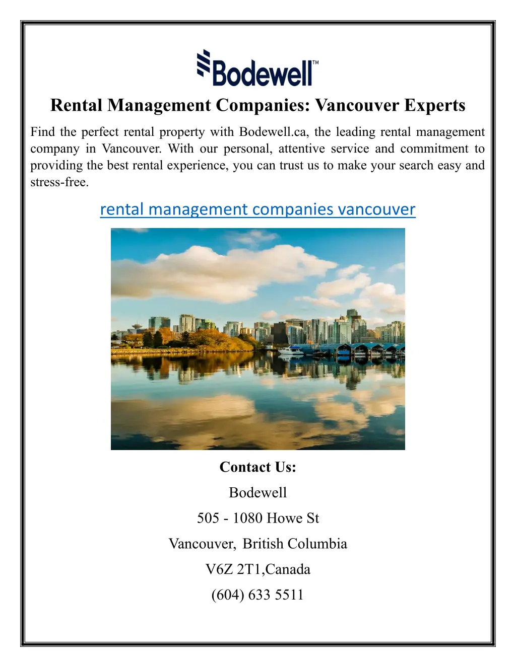 rental management companies vancouver experts