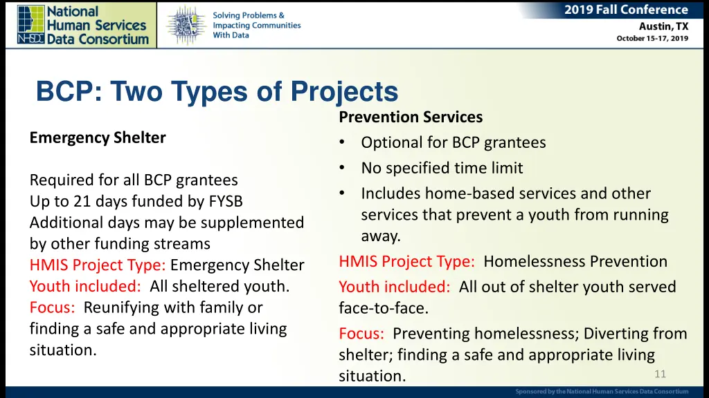 bcp two types of projects