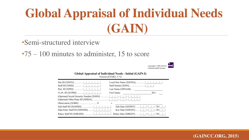 global appraisal of individual needs gain semi