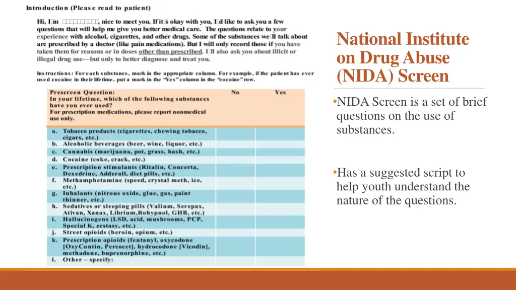 national institute on drug abuse nida screen