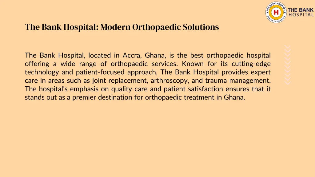 the bank hospital modern orthopaedic solutions