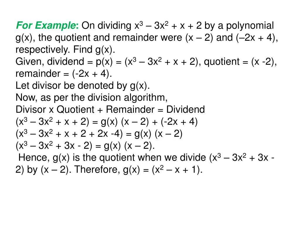 for example on dividing