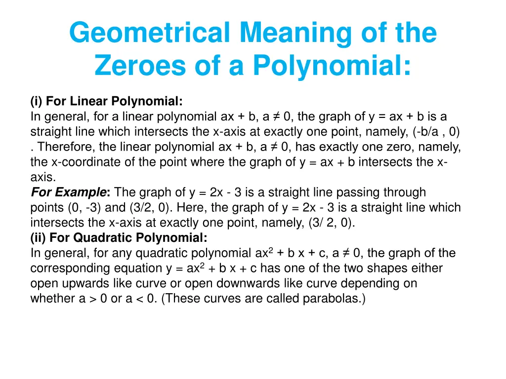 geometrical meaning of the zeroes of a polynomial