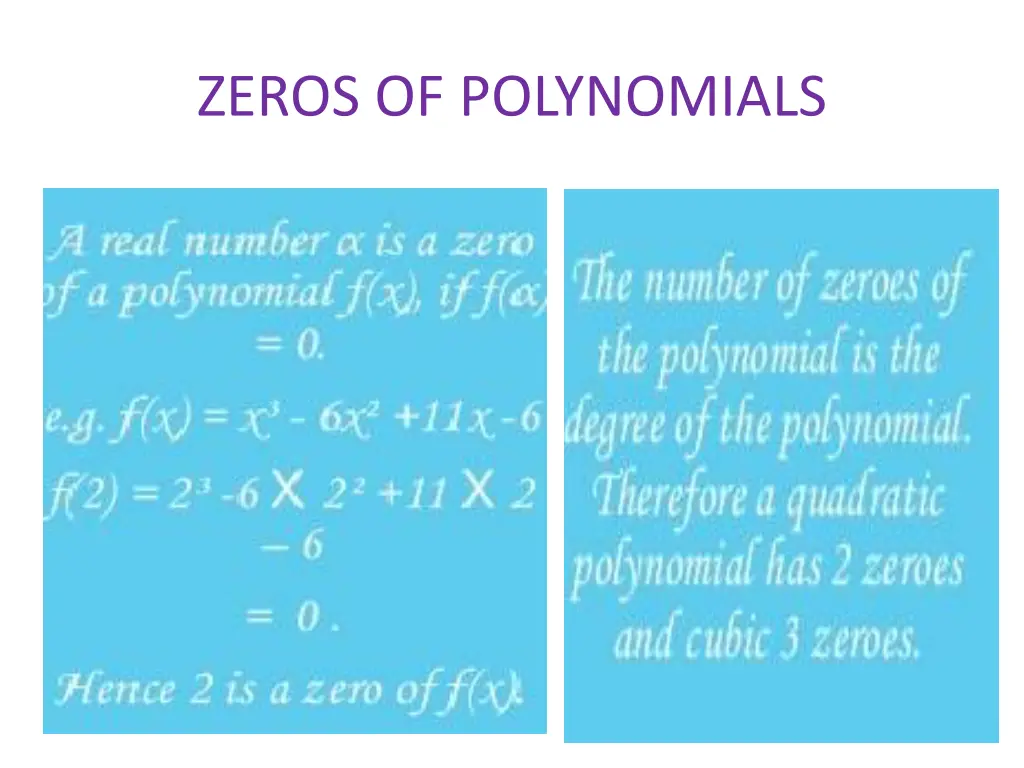 zeros of polynomials