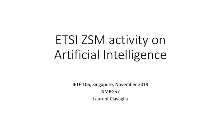 etsi zsm activity on artificial intelligence