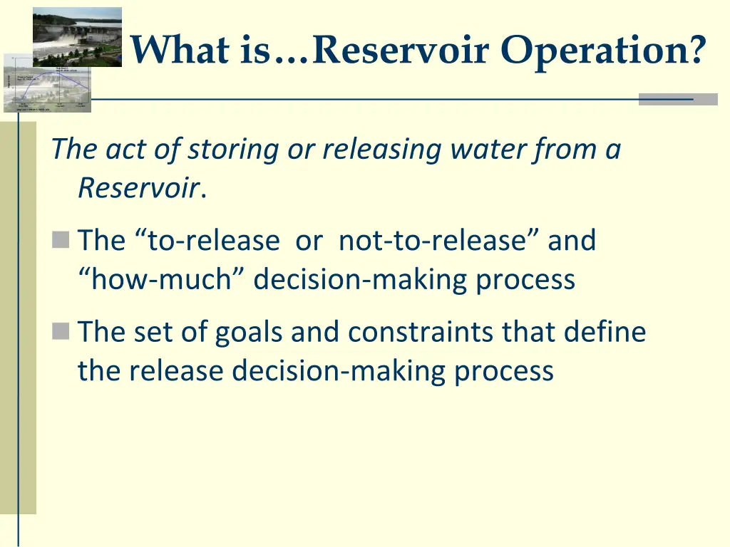 what is reservoir operation