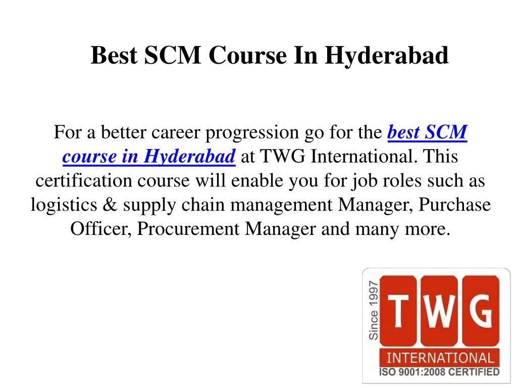 best scm course in hyderabad