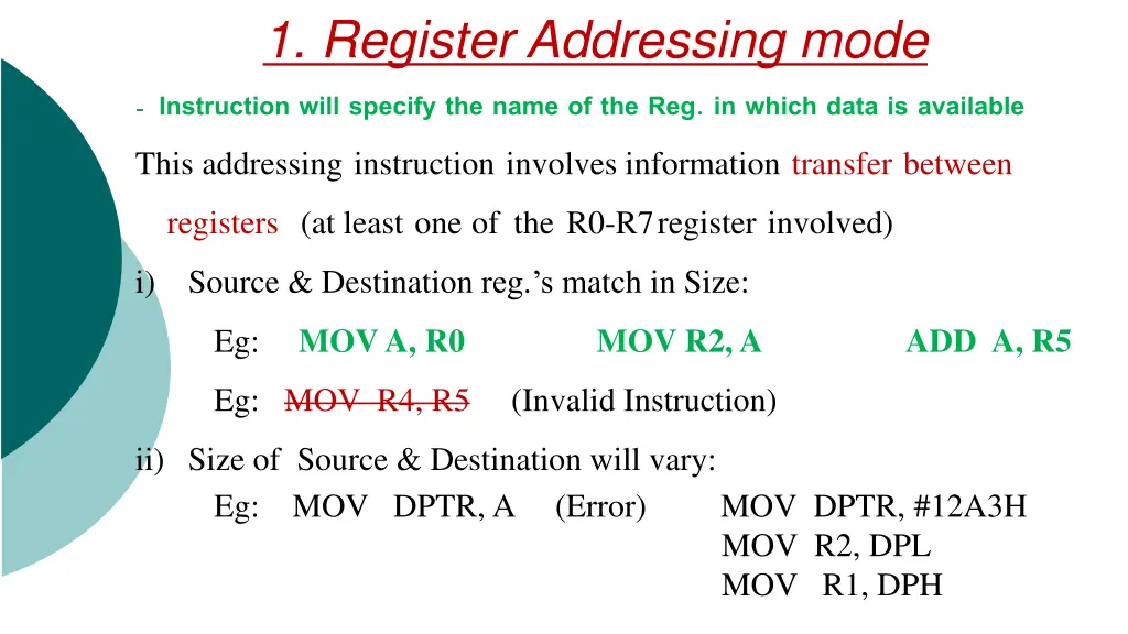 1 register addressing mode