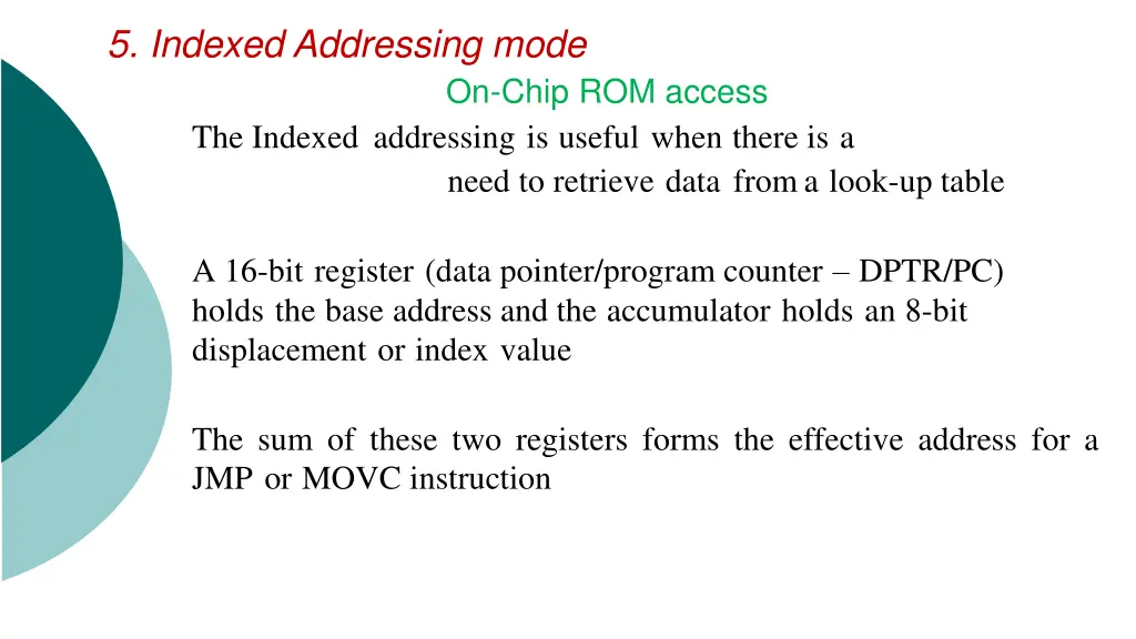 5 indexed addressing mode