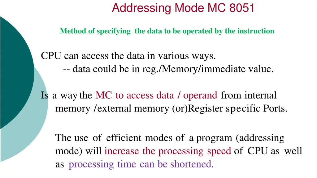 addressing mode mc 8051