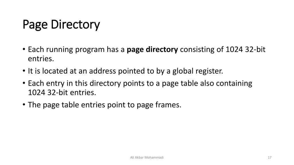 page directory page directory