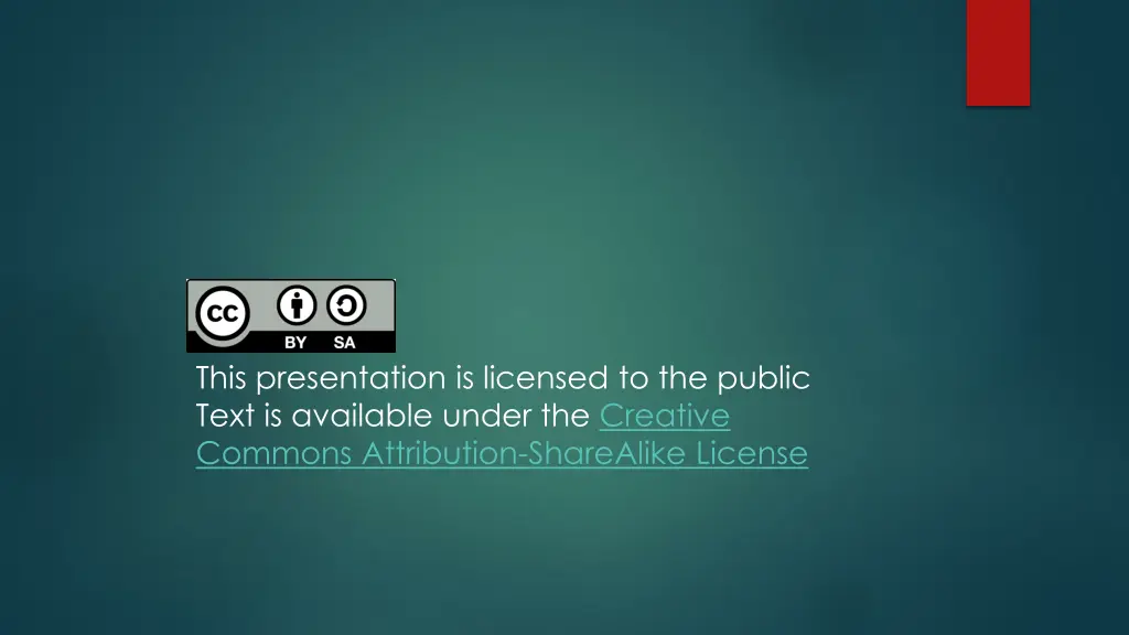 this presentation is licensed to the public text