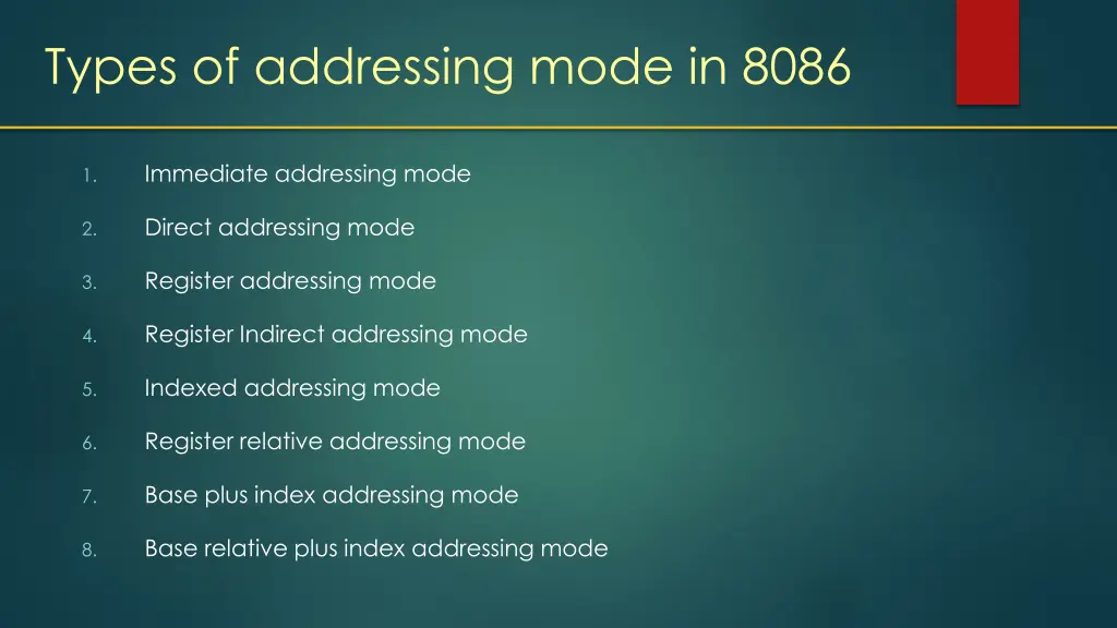 types of addressing mode in 8086