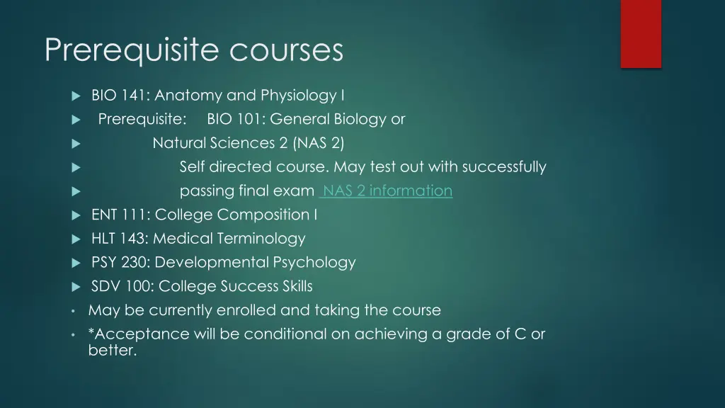 prerequisite courses