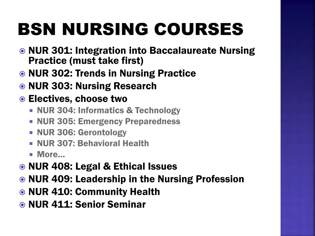 bsn nursing courses bsn nursing courses