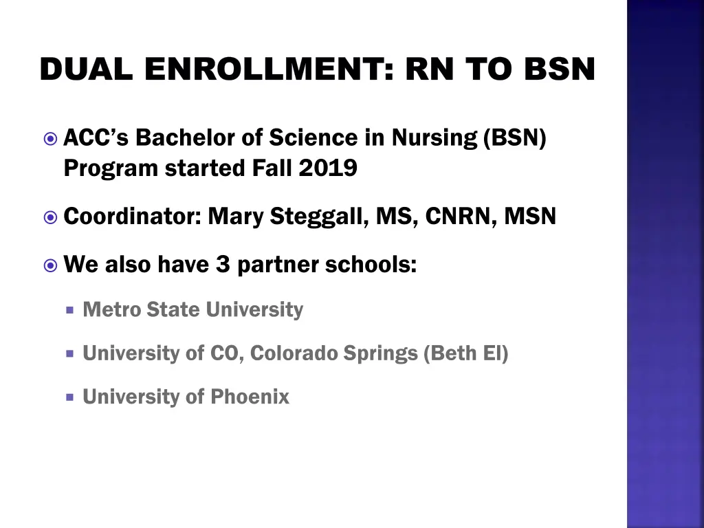 dual enrollment rn to bsn dual enrollment