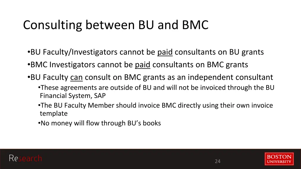 consulting between bu and bmc