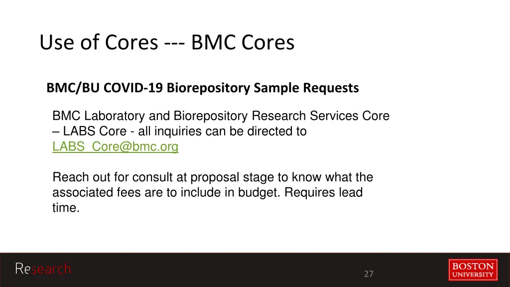 use of cores bmc cores