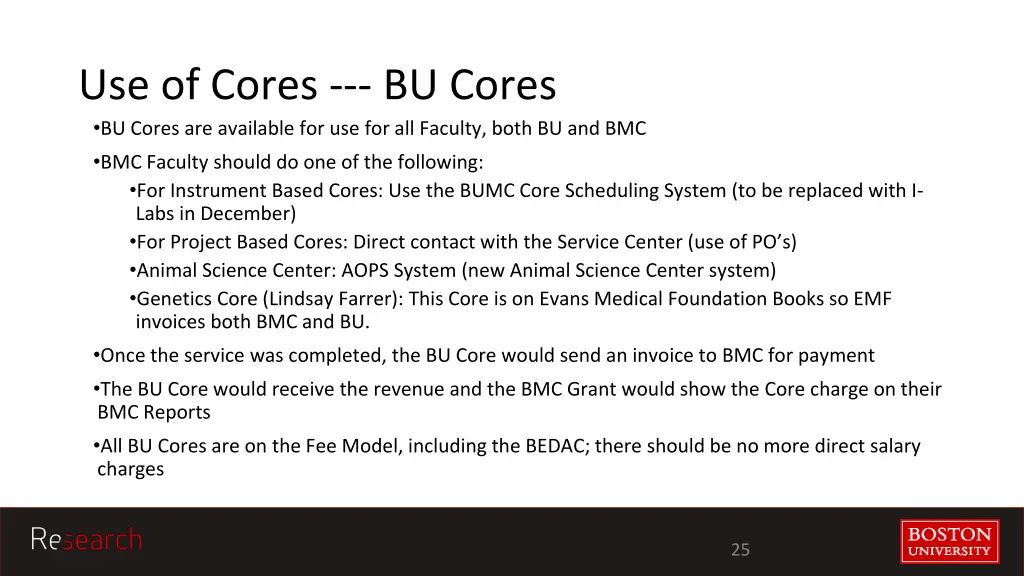 use of cores bu cores bu cores are available