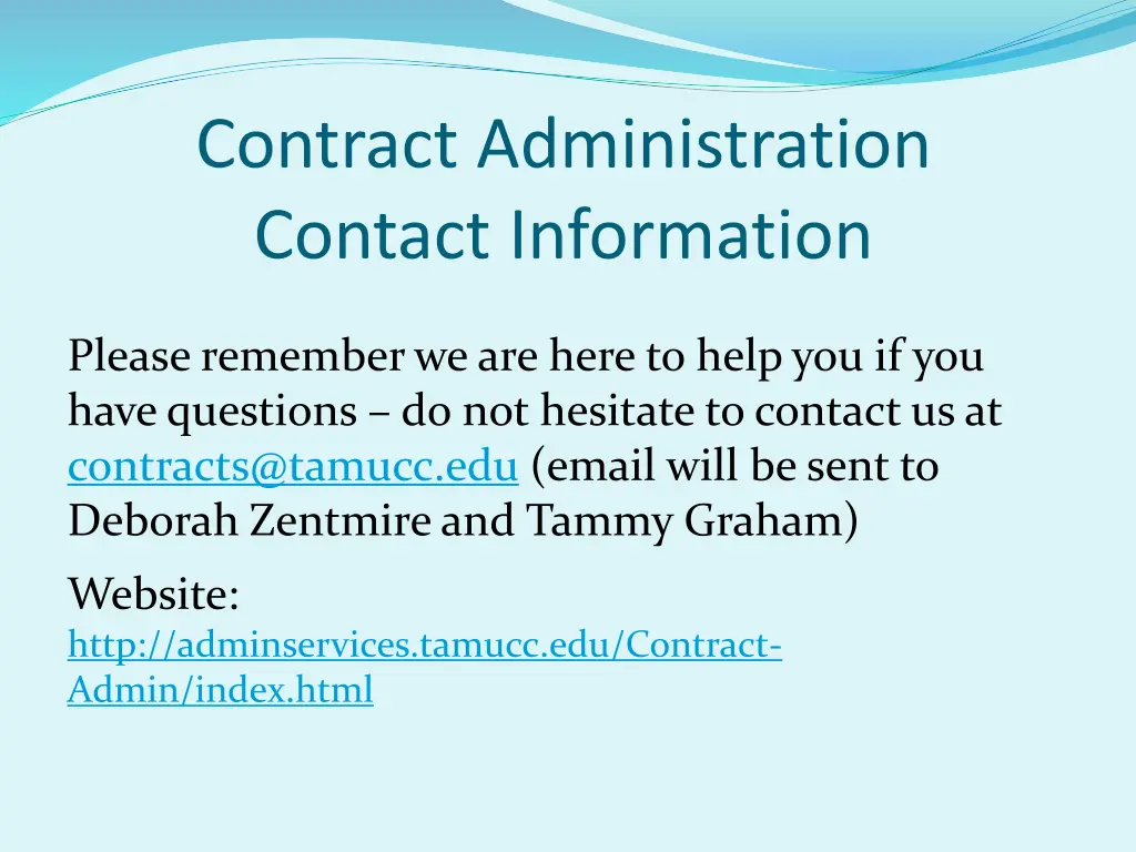 contract administration contact information