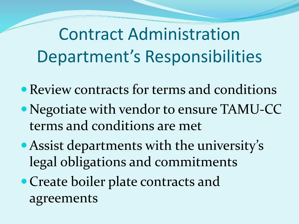 contract administration department