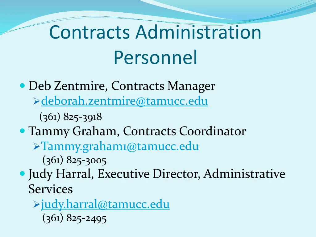 contracts administration personnel