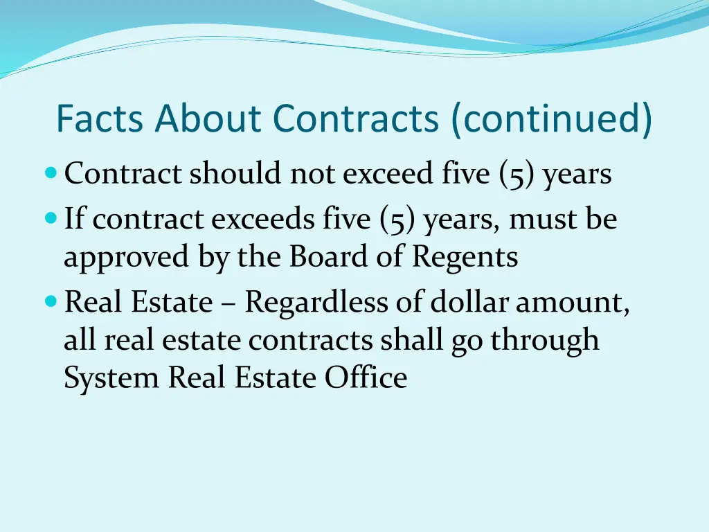 facts about contracts continued