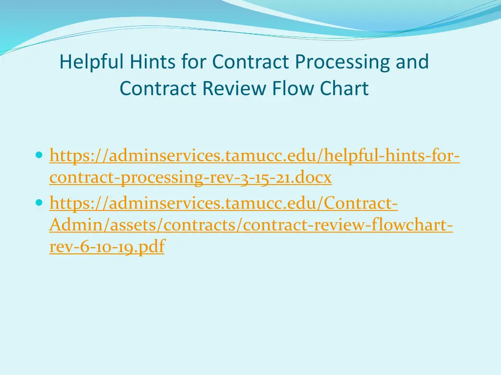 helpful hints for contract processing