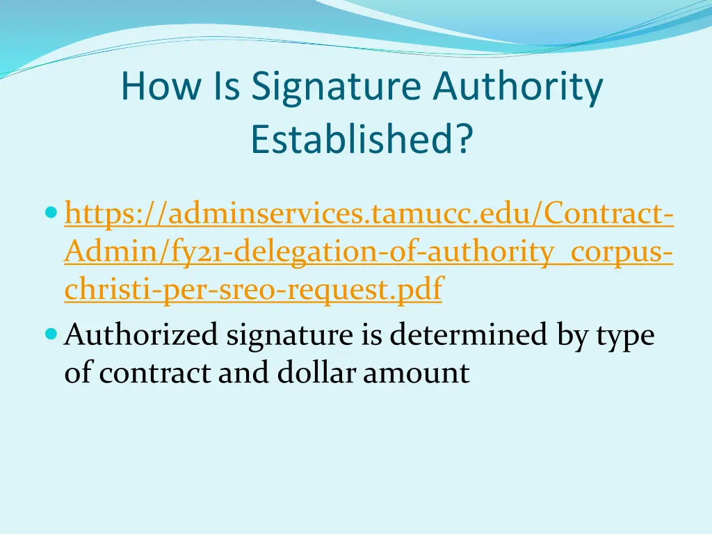 how is signature authority established