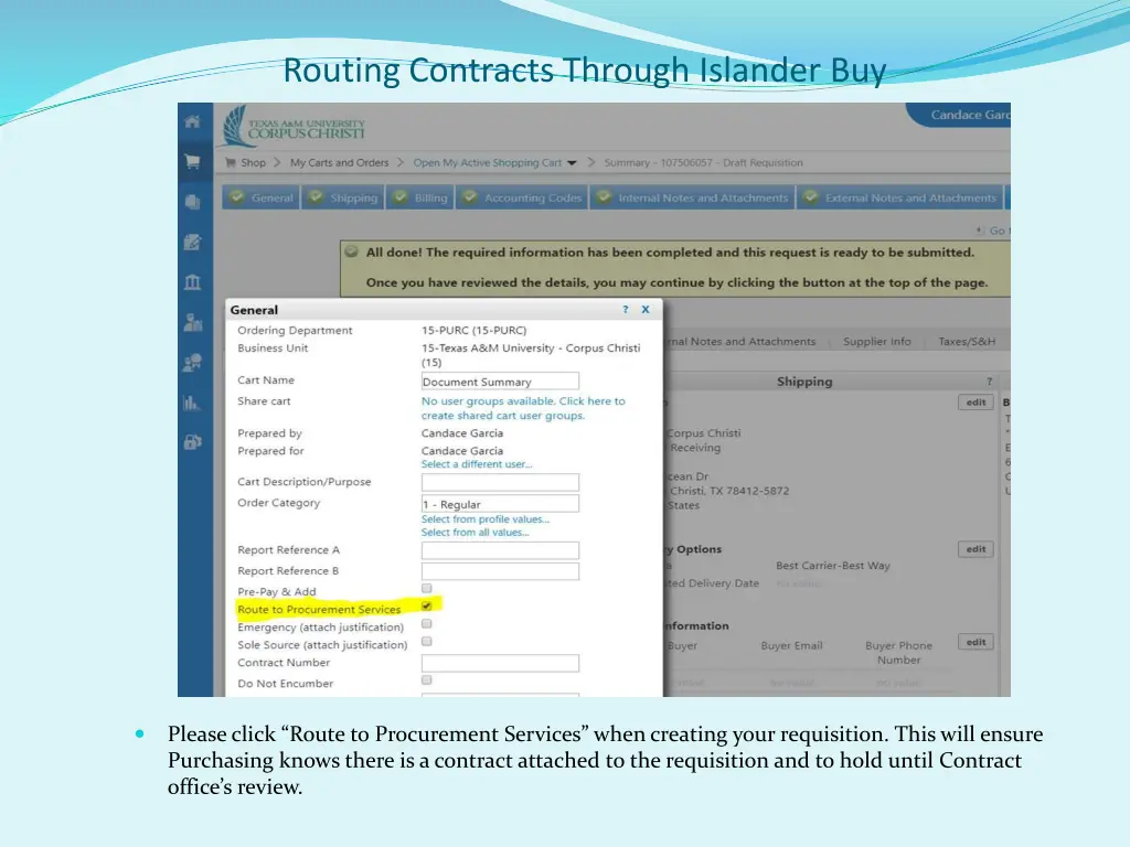 routing contracts through islander buy