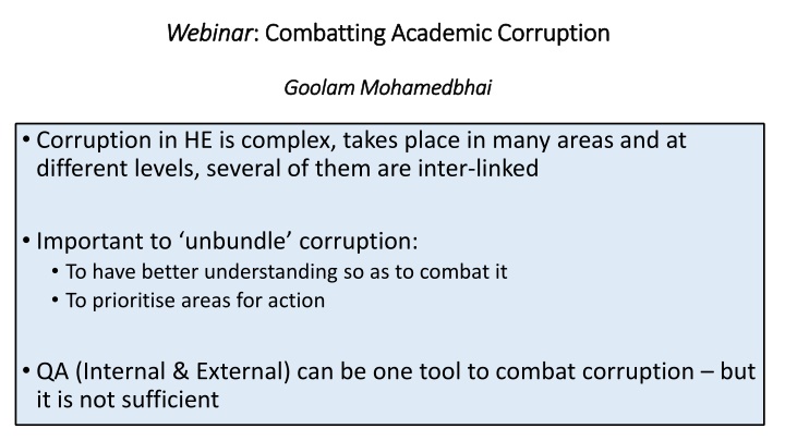 webinar webinar combatting academic corruption