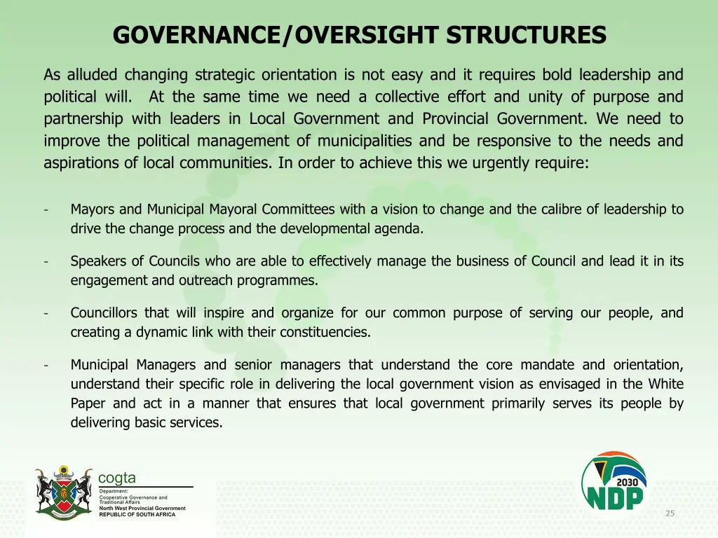 governance oversight structures