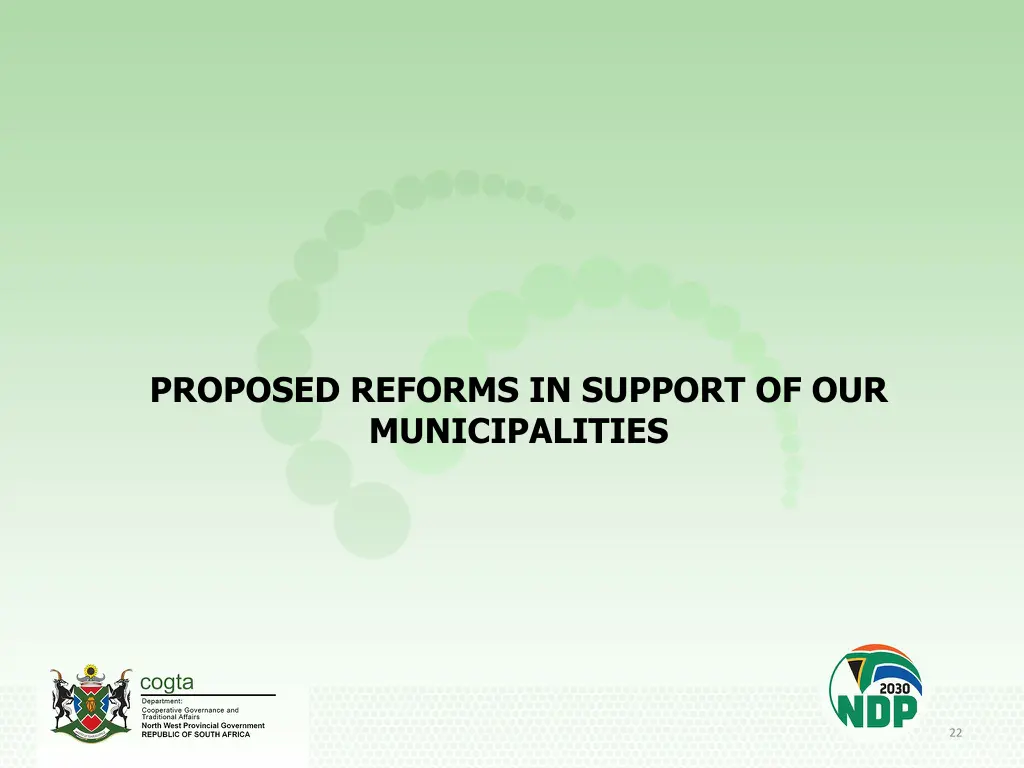 proposed reforms in support of our municipalities