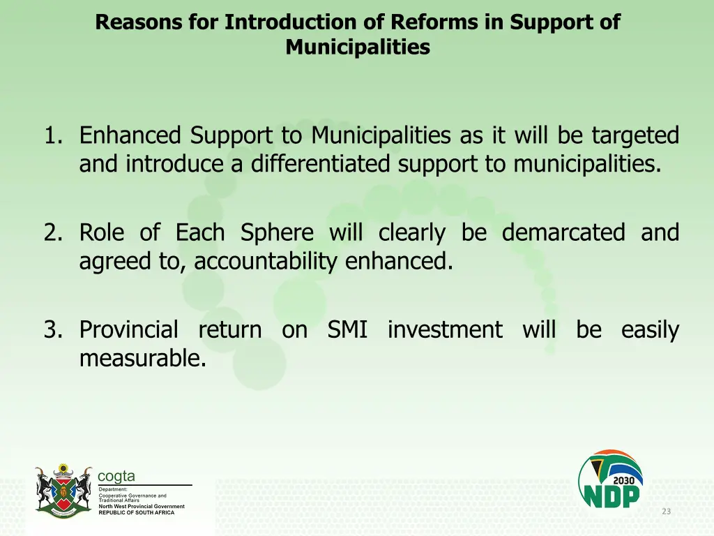 reasons for introduction of reforms in support