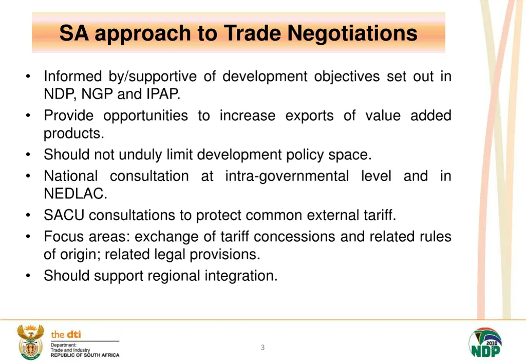 sa approach to trade negotiations