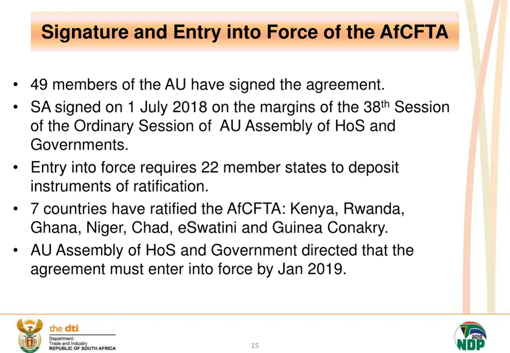 signature and entry into force of the afcfta