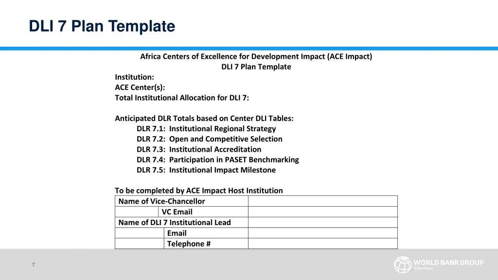 dli 7 plan template