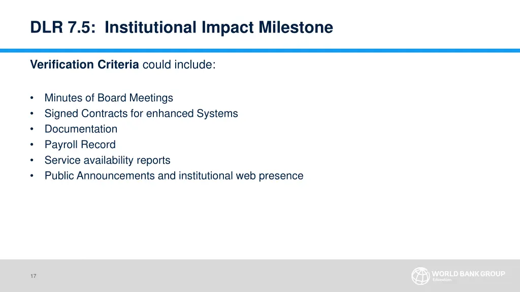 dlr 7 5 institutional impact milestone 1