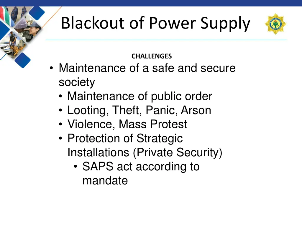 blackout of power supply 1