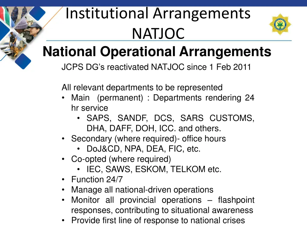 institutional arrangements natjoc national 1