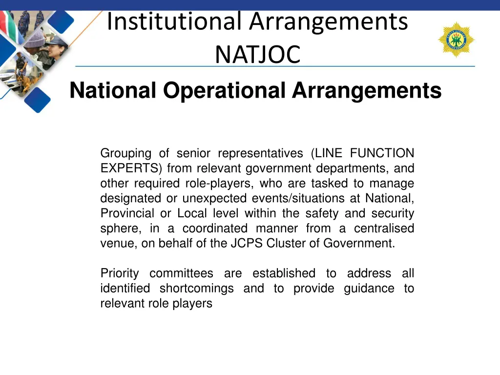 institutional arrangements natjoc national