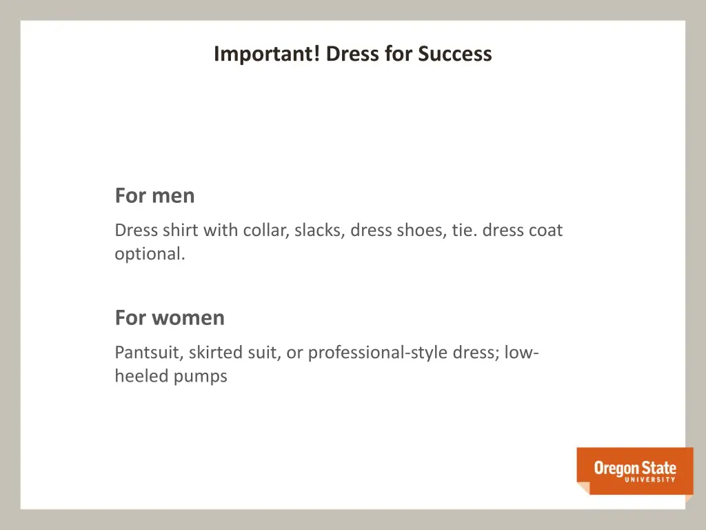 important dress for success