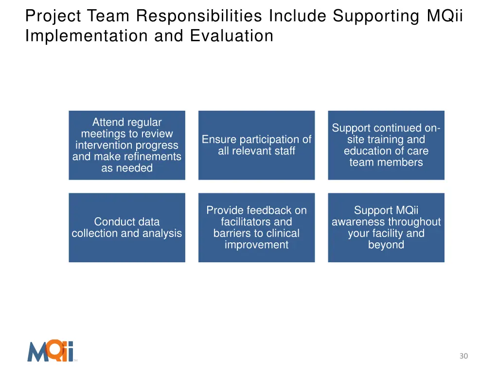 project team responsibilities include supporting