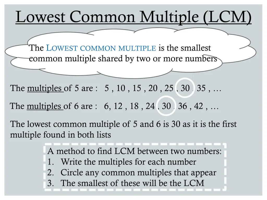 lowest common multiple lcm 1