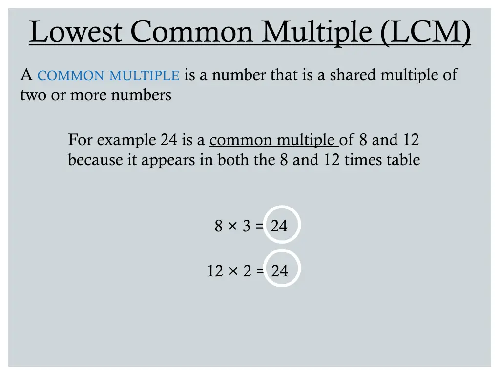 lowest common multiple lcm