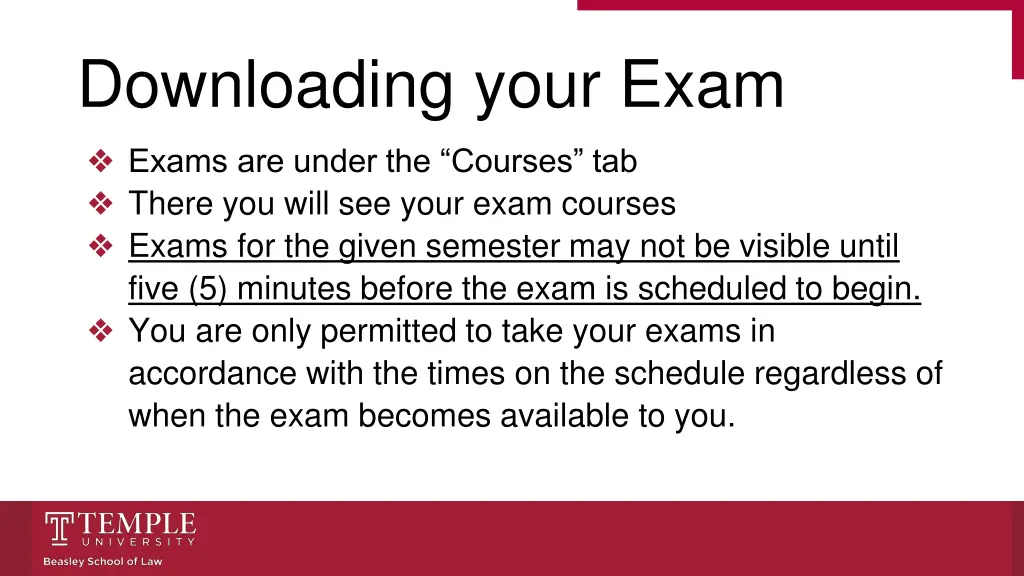 downloading your exam exams are under the courses